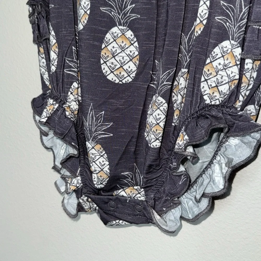 Little Sleepies Play Bubble Romper 3T Pinapples Grey Ruffles Viscose Bamboo NWT